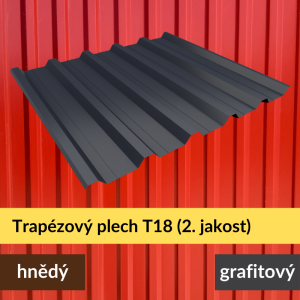 Trapézový plech T18 – 2. jakost, tloušťka 0,4 mm, výroba na míru do 7 m