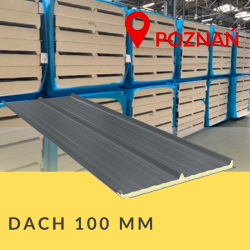 TD3 100 mm – płyta warstwowa dachowa PIR (3 garby), szerokość krycia 1000 mm, kolory RAL 7016/9006, producent Alfapanel.