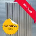 Blacha T14 srebrna RAL 9006, 2. gatunek – arkusz 3,0 m; krycie 960 mm; stal ocynk powlekana poliestrem 25 µm; idealna na elewacje i dachy wiat.