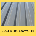 Ekonomiczna blacha trapezowa T14 (2. gatunek) na dach garażu i wiaty; krycie 960 mm, grubość 0,40–0,50 mm; ocynk + poliester 25 µm – Alfapanel.