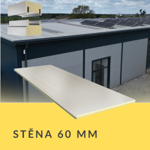 Stěnový sendvičový panel PIR 60 mm – modul 1150 mm | U=0,37 W/m²K | výroba 2–14 m