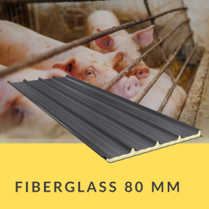 Płyta warstwowa dachowa Fiberglass 80 mm do obór, chlewni i kurników – odporna na amoniak