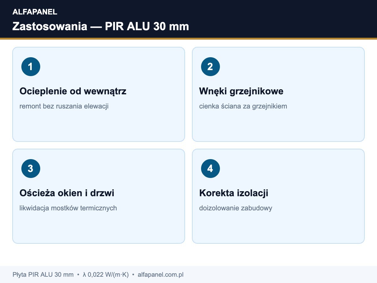 Zastosowania plyty PIR ALU 30 mm