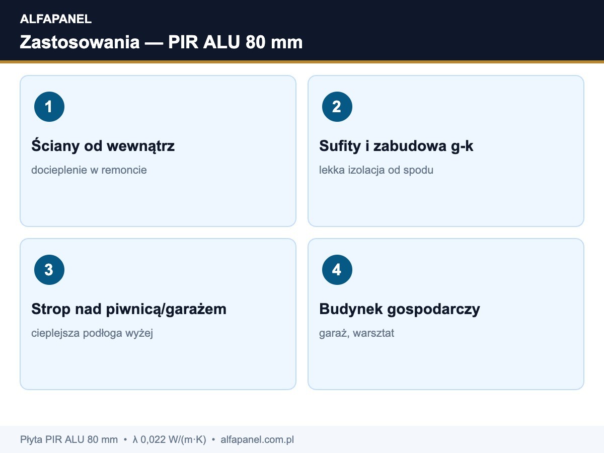 Zastosowania plyty PIR ALU 80 mm