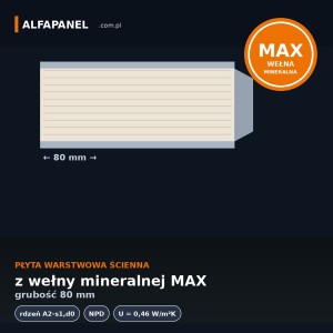 Płyta warstwowa ścienna z wełny mineralnej MAX 80 mm