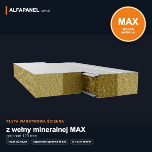 Płyta warstwowa ścienna z wełny mineralnej MAX 120 mm