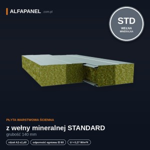 Płyta warstwowa ścienna z wełny mineralnej STANDARD 140 mm