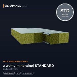 Płyta warstwowa ścienna z wełny mineralnej 80 mm