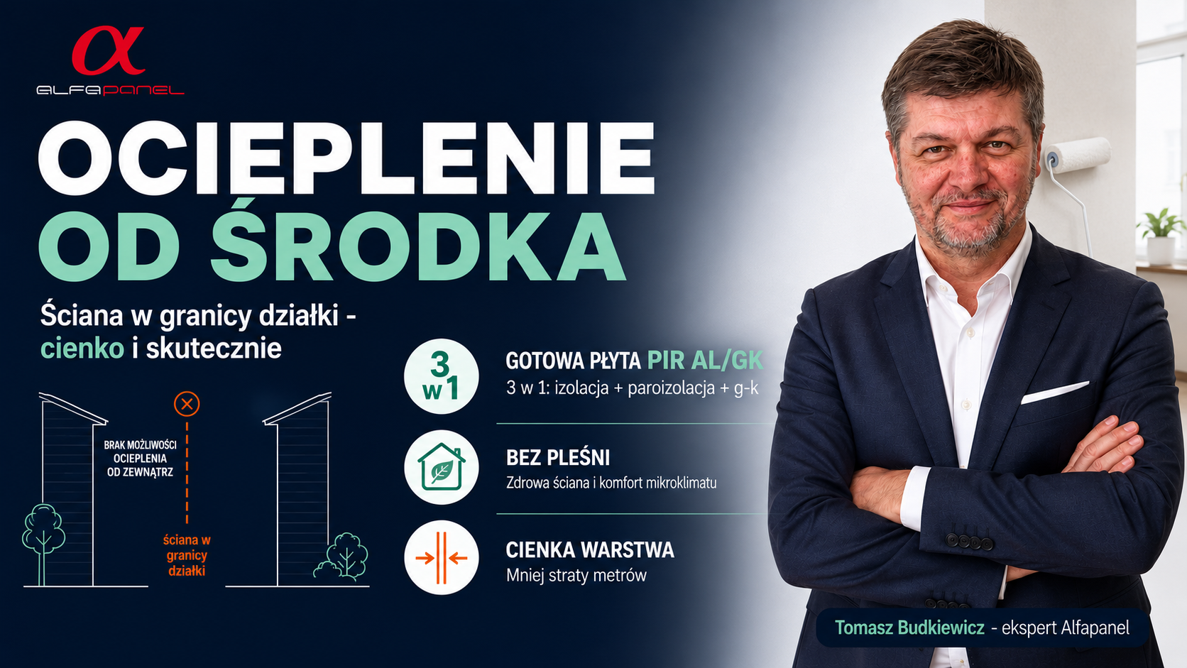 Ściana w granicy działki - cienkie, skuteczne ocieplenie od środka