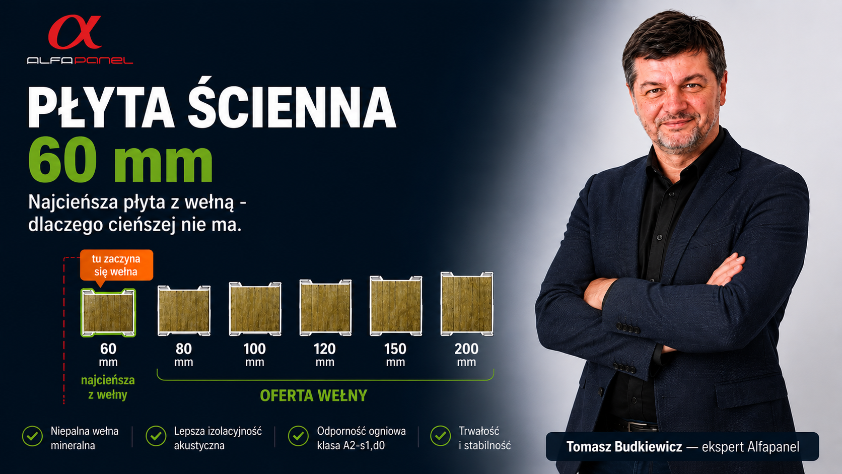 Płyta warstwowa ścienna 60 mm - najcieńsza z wełny. Czy istnieje wersja 40 mm?